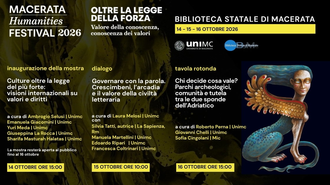 Macerata Humanities Festival 2026 - Oltre la legge della forza. Valore della conoscenza, conoscenza dei valori